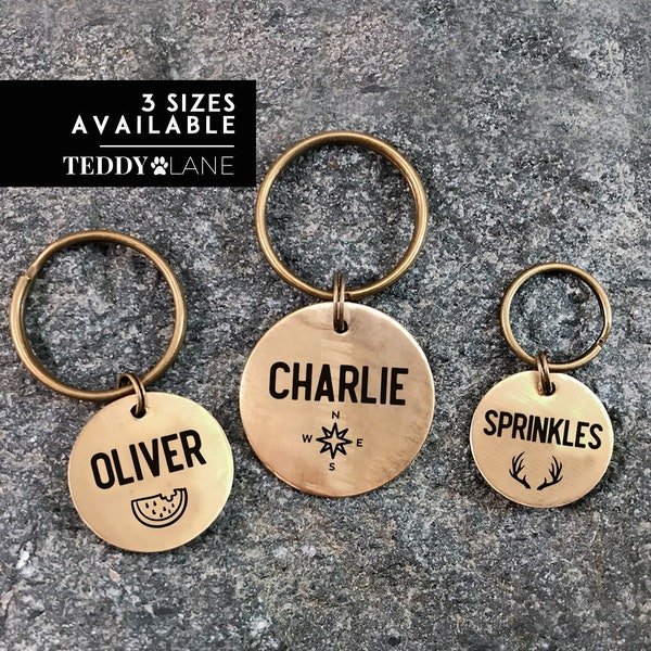 Custom Dog Name Tag, Personalised Circle Dog Tag, Pet Name Keychain, Pet ID Name Tag, Cat Collar Tag, Name Engraved Keychain, Cat Name Tag