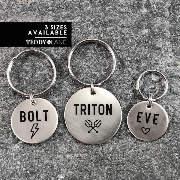 Personalised Circle Dog Tag, Custom Dog Name Tag, , Pet Name Keychain, Pet ID Name Tag, Dog Collar Tag, Name Engraved Keychain, Dog Name Tag