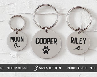 Personalized Stainless Steel Pet ID Name Tag, Custom Engraved Dog & Cat Collar Identification Charm, Customized Pet Accessories, Pet Gift