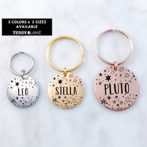 Personalised Dog Tag , Custom Dog Tag, ID Tag, Stars Dog Tag - Cat Tag Pet Tag , Metal Dog Tag