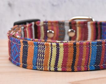 BOHO Orange Dog Collar & Adjustable Dog Collar - Boho Dog Collar Cute Pet Collar Fabric Dog Collar, Personalised Bohemian Pet Collar