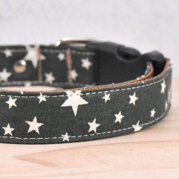 Dark Green Star Dog Collar & Moss Green / Brown Space Dog Collar - Adjustable Pet Collar Puppy Collar Strong Galaxy Dog Collar Puppy Gift