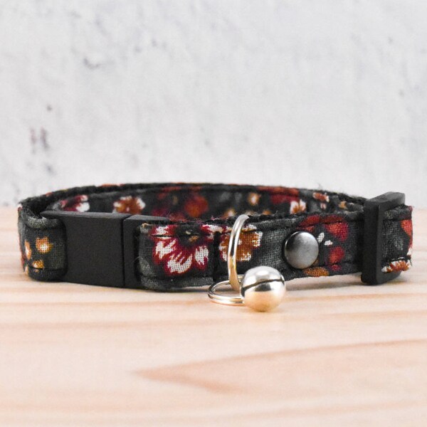 Flower Cat Collar & Adjustable Cat Collar - Floral Cat Collar Cute Pet Collar Fabric Cat Collar New Cat Gift Kitten or Large size Cat Collar