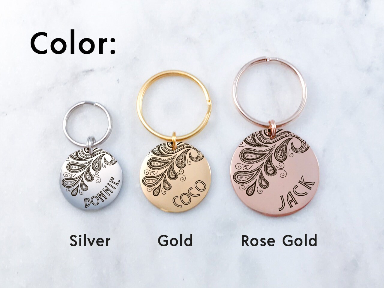 rose gold pet tag