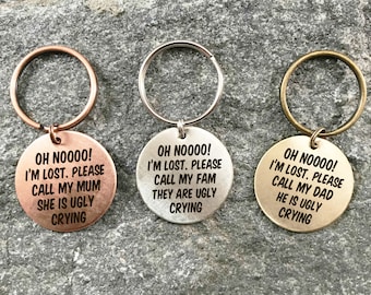 Im Lost Dog Tag , Please Call My Mum , Dad or Fam Personalised Dog Tag - Cute Dog ID Tag Christmas Gift, Metal Personalised Brass Copper tag