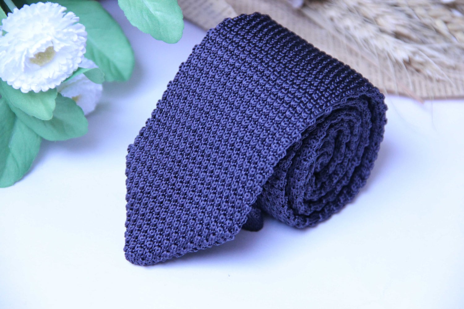 Navy Knit Tie for Men Gift for Him Groomsmen Knit Ties Etsy