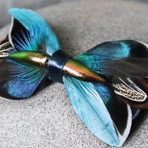 Pheasant Feather Bow Tie: Handmade Wedding Groomsmen Bowtie