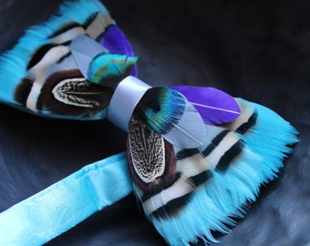 Feather Bow tie,Blue atoll feathers bow tie, Beach glass feathers bow tie, Bow tie wedding, Bow tie blue,Bow tie sky blue, bowtie for groom