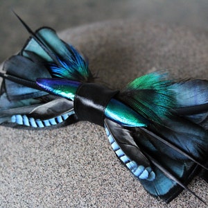 Gift for husband, Feather Bow tie, Spiked bowtie, Denver Blues feathers bow tie, Bow tie wedding, Bow tie mint green,Bow tie black