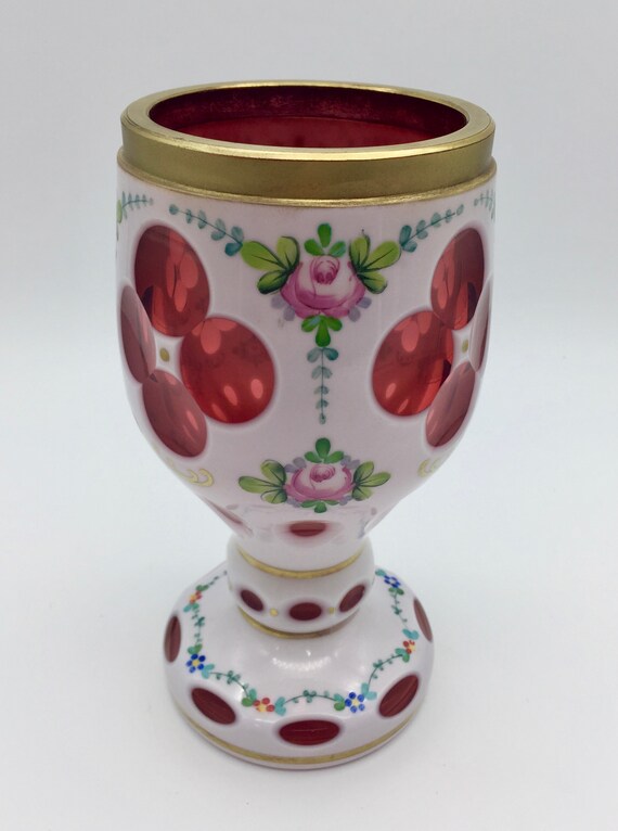 Antique Venetian Cased Overlay Glass Vase Circa 1875 Etsy