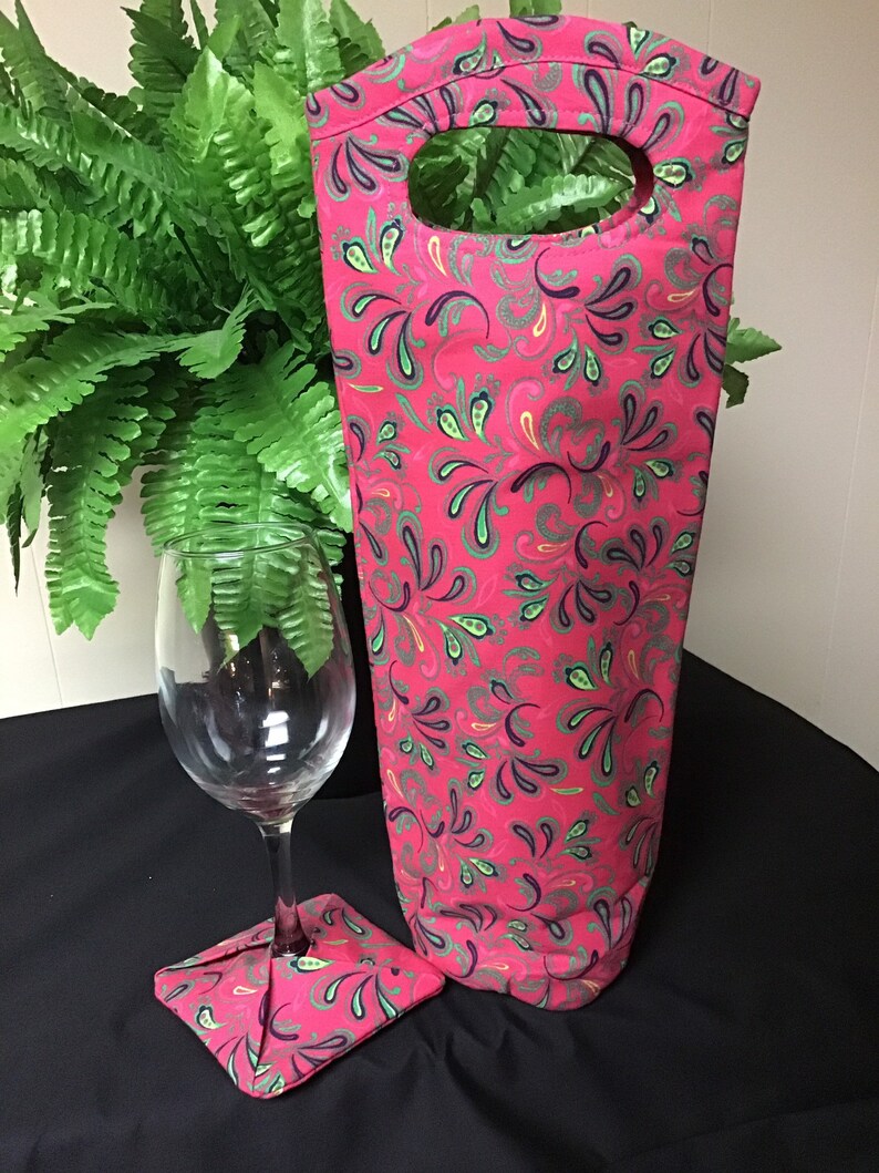 Pink Paisley Pattern Wine Gift Set Bottle Stop Etsy