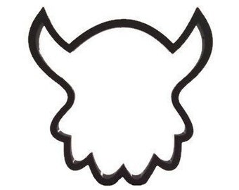 Viking Head Cookie Cutter - Cartoon Viking Cupcake Topper - Viking Gjermundbu Helmet Fondant Cutter - Norse Viking Head with Horns
