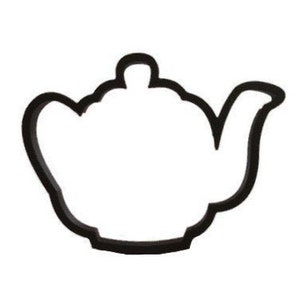 May include: A black outline of a teapot, a kitchen utensil used for brewing tea. The teapot has a handle, spout, and lid. The image is a simple, minimalist design, perfect for crafting projects.