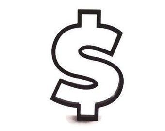Dollar Sign Cookie Cutter -  USD Fondant Cutter - Money Cupcake Topper - Dollar Cookie Cutter - Currency Cookies - Cash Cookie Cutter