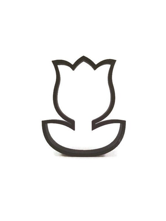 Tulip Cookie Cutter - Flower Fondant Cutter - Tulip with Leaf Cupcake Topper - Easter Tulip Flower Cookie - Spring Cookies - Garden Cookies