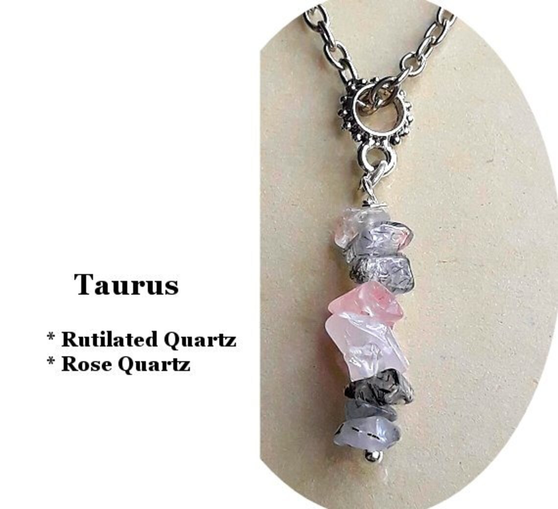 TAURUS Necklace Zodiac Taurus Crystal Healing Jewelry Rose Etsy
