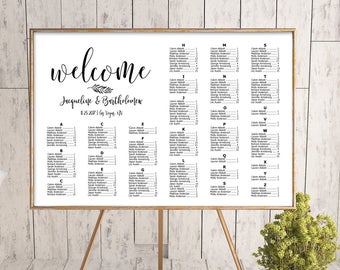 wedding alphabetical seating chart template printable seating etsy