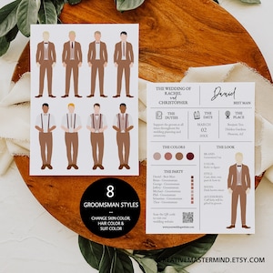 Modello minimalista per biglietto informativo per lo sposo, biglietto informativo per lo sposo, infografica stampabile per lo sposo, biglietto informativo per la proposta di matrimonio, testimone dello sposo
