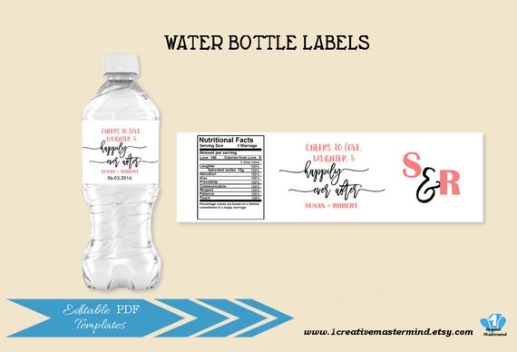 diy wedding water bottle label template etsy water bottles templates