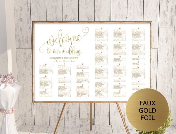 Editable Seating Chart Wedding