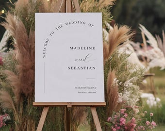 Editable Arch Wedding Welcome Sign Template, Minimalist Wedding Welcome Sign, Modern Wedding Entrance Sign, Printable Wedding Sign MN17W