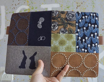 Retro Patchwork Cloth-Leather Cover Notebook Journal Coffee Tambourine Embroidery A5 A6 B6 Planner Diary Book Sleeve for Hobonichi MD Kinbor
