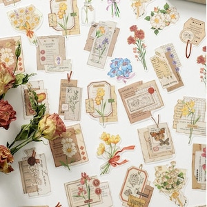 Flor história washi papel adesivo pacote floral buquê adesivos casamento portátil garrafa de água bujo planejador bonito decoração adesivo diário adesivos