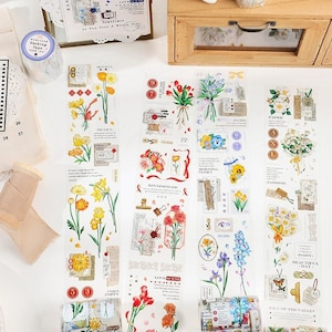 Trasparente PET Flower Planner Adesivi Cerchio lungo Piante Bouquet Nastro adesivo Profumo Decor Tape Album Journal Scrapbook Deco Tape 4 Stili 3M
