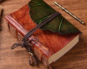 Lotus Leaf Leather Notebook Upscale Cowhide Retro Handmade Journal Travel Thickened Custom Creative Nostalgic Diary A5 A6 Kraft Paper 480P