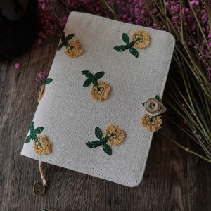 Flower Handmade Fabric Journal Embroidery Notebook A6A5 Soft Cover Notebook Thread-bound Cloth Student Notepad Gift for Her Best Friend Gift