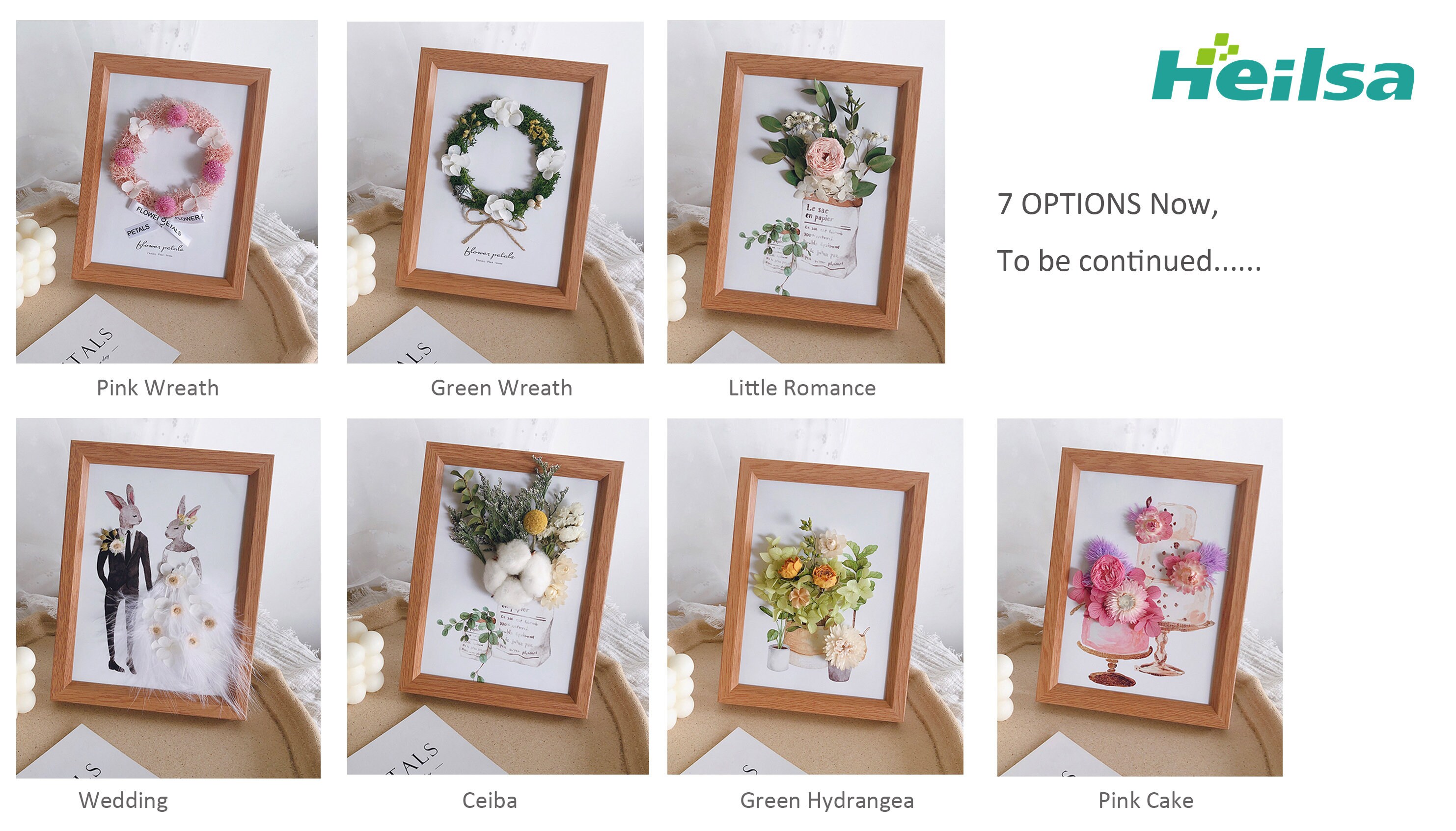 Lsfyszd Floral Wall Hanging, Dried Flowers Printed Artwork Floating Picture Frame with Chain for Home Decor, Size: 20cm*15cm/7.9*5.9