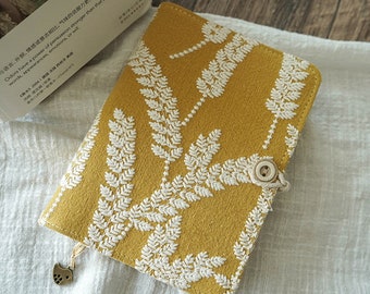 Yellow Embroidery Wheat Ear Journal Notebook Cover A5 A6 Loose-leaf Thread-bound Literary Fabric Diary Book Handmade Notepad Gift for Her
