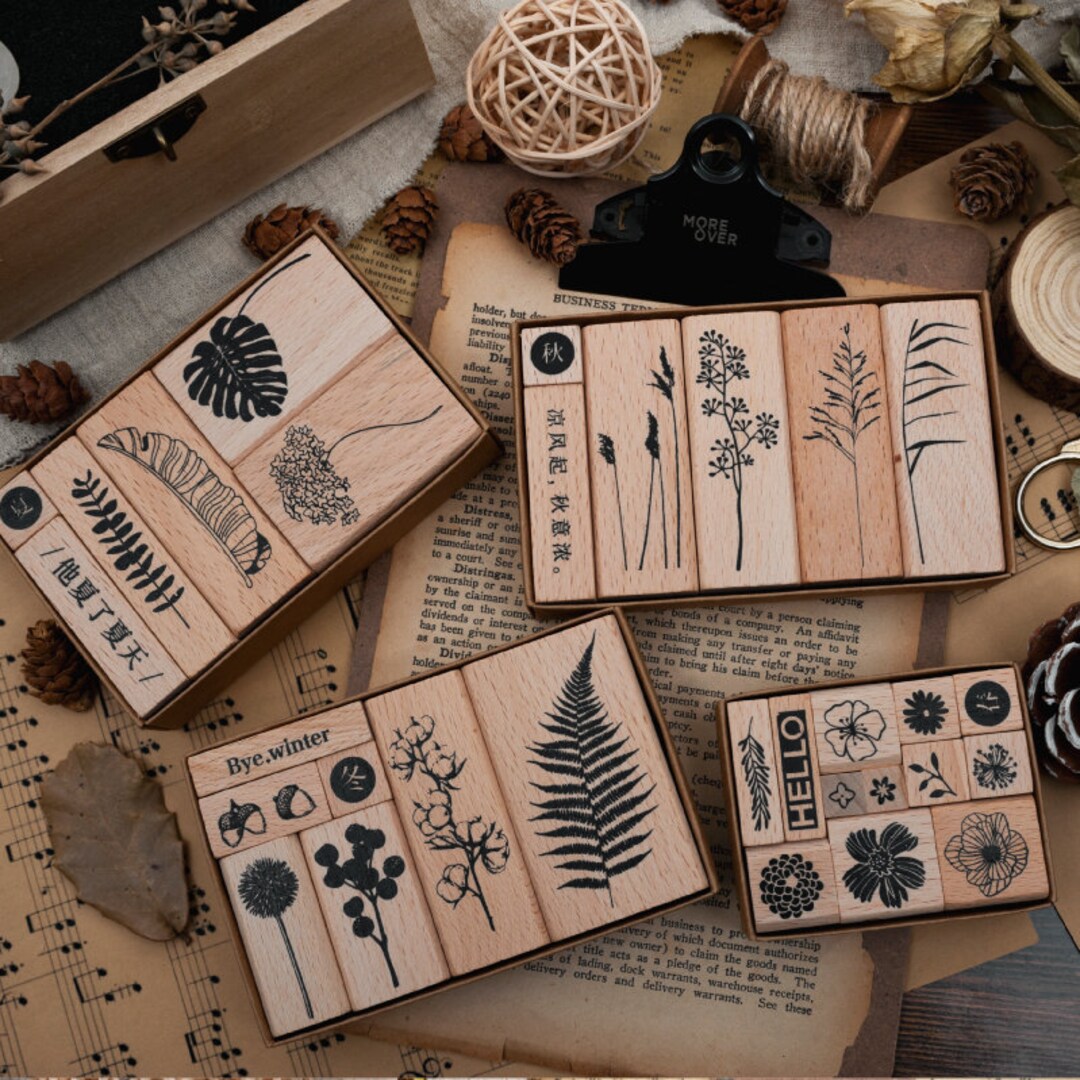 4 Seasons Plant Wood Craft Rubber Stamps. Wood Stamp. Rubber Stamp. Planner  Stamp. Leave Stamp. Decoration Stamp. Flower Stamp. Scrapbooking 