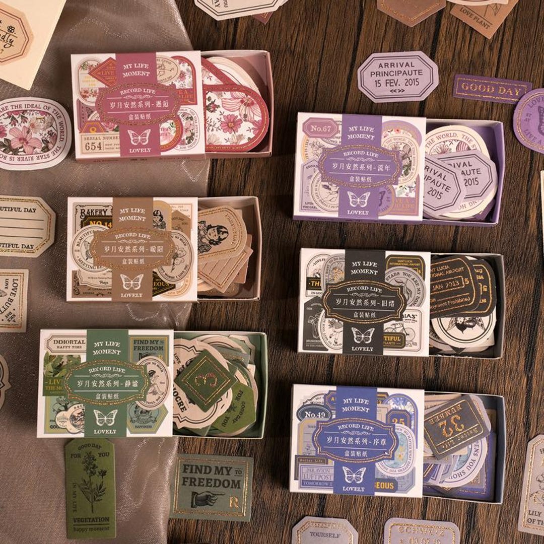Retro Drawer Box Stickers Pack | Self-adhesive Writable Sticker Set ...
