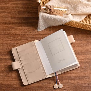 Retro Rose Handmade Notebook Journal Cover A6 A5 B6 Weeks Book Planner Cover Leather Interior for Hobonichi Midori with Pen Loop & Pockets image 6