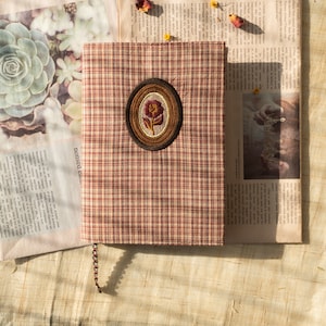 Autumn Peony Embroidery Cloth Notebook Cover A5 A6 B6 Junk Journal Handmade Portable Notepad Embroidery Floral Traveler&#39;s Book Unique Gift