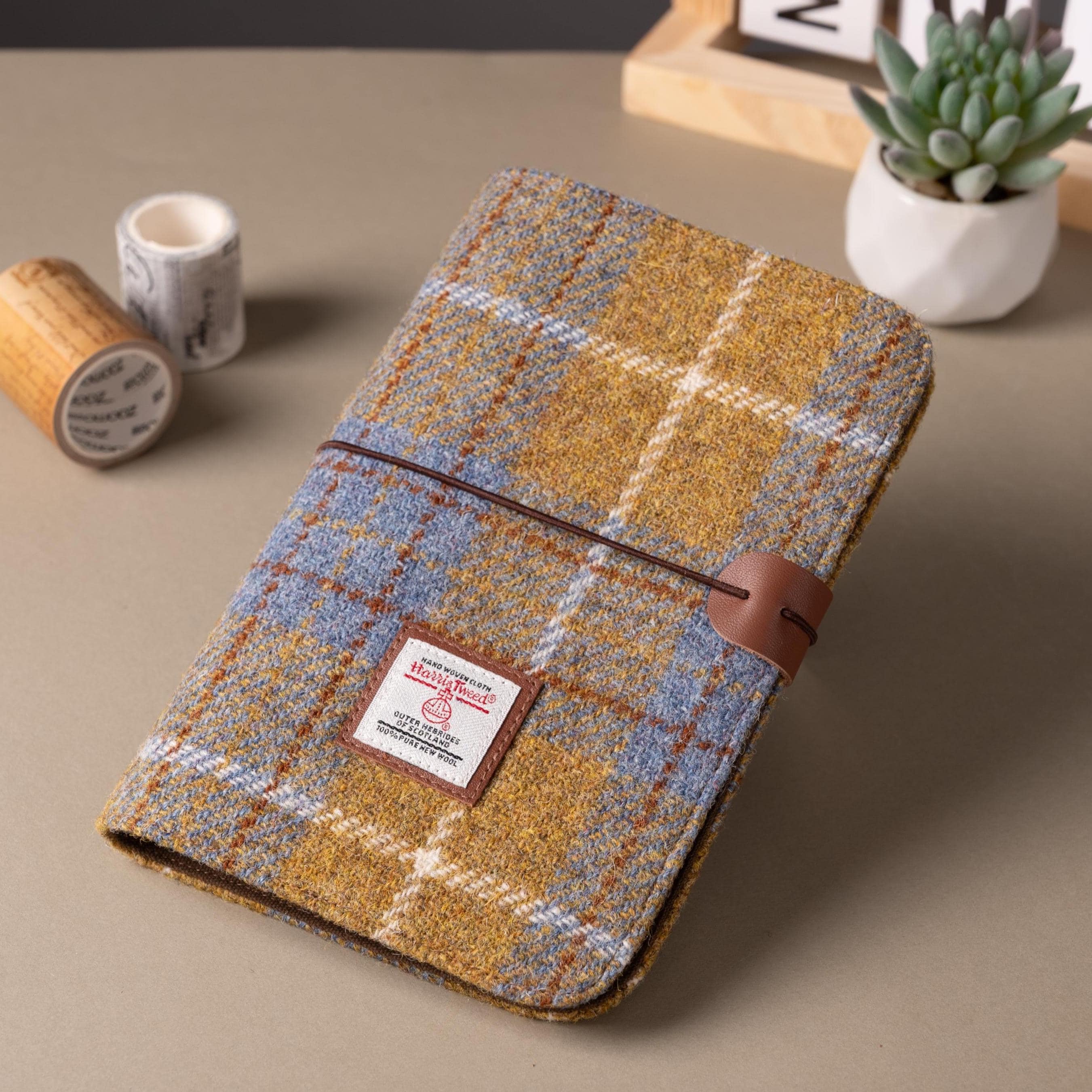 Astuccio portapenne in tweed di lana, astuccio con cerniera in