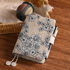 Woolen Plum Blossom Embroidery Notebook Journal Cover Pure & Elegant A5 A6 B6 Weeks Floral Planner Cover Leather Interior Chic Gift for Her