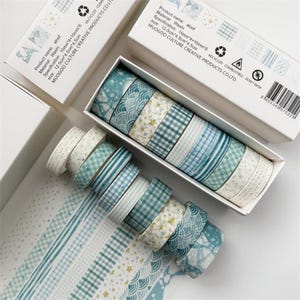 10 Rolls Washi Tape Pack, Vantage Paper Tape Combination Set Collage Decor Tape Salt Series Cute Grid Tape, Journaling Scrapbooking Material