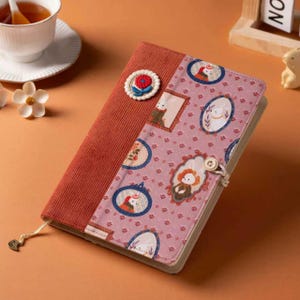 Vantage Corduroy Patchwork Journal Embroidered Flower Notebook A6 A5 Cute Bunny Fabric Notepad Refillable Traveler&#39;s Notebook Holiday Gift