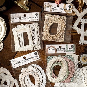 European-Style Hollow Embossed Photo Frame Kit Speziell geformter Rahmen Junk Journaling Zubehör Collage Material DIY Dekoration Pack 10 Stück