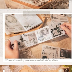 May include: A set of vintage-style decorative stickers with a botanical theme. The stickers feature illustrations of plants, flowers, and jars, with text such as "Universe", "Film", and "250".