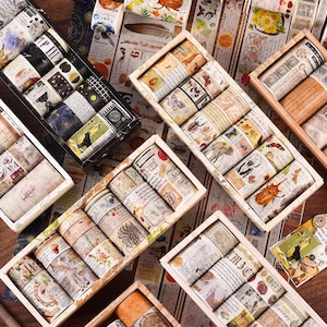 Nostalgic Memory Washi Tape Pack Vantage Notebook Tape Creative Material Paper Sticker Set, Journaling Scrapbooking DIY Arts Tape 18 Rolls