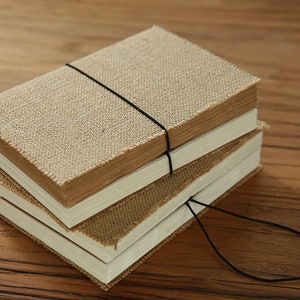 Thick Retro Burlap Journal Notebook. Handmade Junk Journal Starter Writing Unlined Travel Diary Kraft Brown Paper Scrapbook Sketchbook 540P