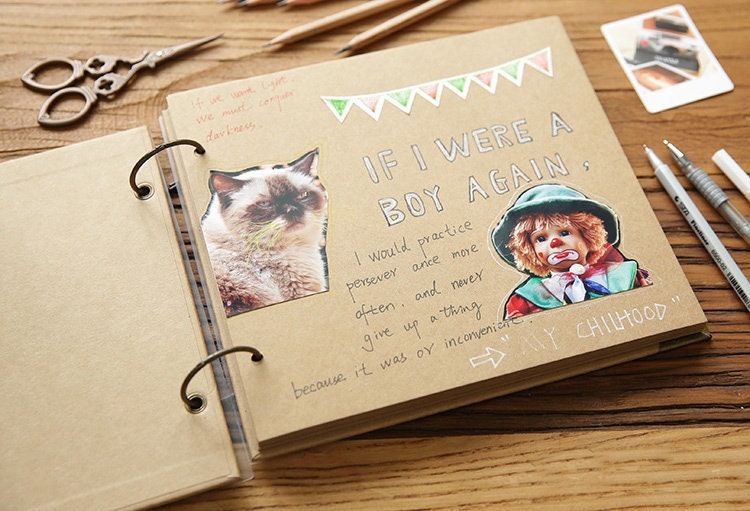 Album Scrapbook Fai Da Te In Carta Kraft | Libro Ricordi Di Viaggio 34 Pagine Con Copertina Amore