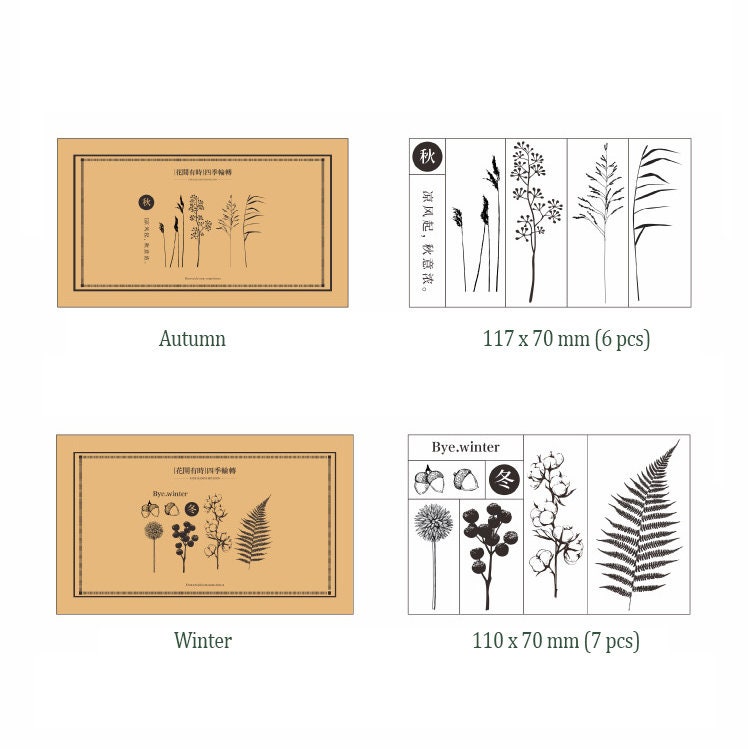 plant wooden stamp,floral wooden stamp,crafting project 4 models