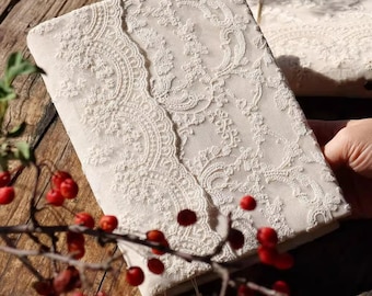 Vintage Floral Lace Journal A5 A6 | Handmade Fabric Notebook | Refillable Notepad | Lace Cloth Cover for Journals, Notebooks, Diary, Planner