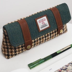 Wool Tweed Flip-top Pen Bag Large Capacity Double Buckle Pencil Case Handmade Storage Bag Retro Stationery Kit Back to School Gift 12 colors