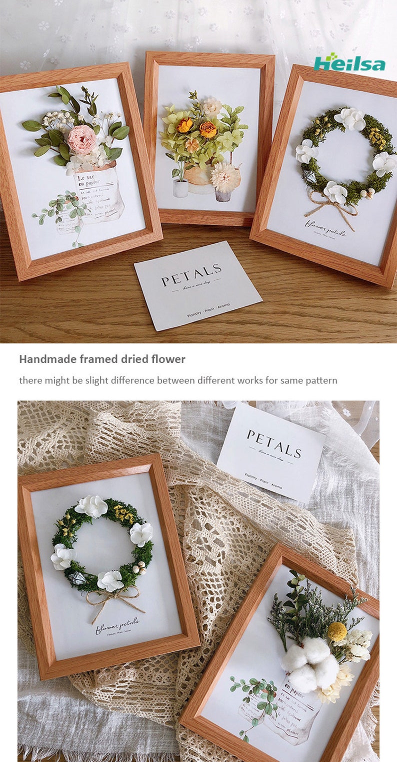 Framed Dried Flowers Wall Decor Floral Frame Pink Flower Etsy