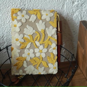 Retro Jasmine Velvet Notebook Cover Three-Dimensional Fabric A5 A6 Art Floral Journal Hobonichi Cousin Weeks Cover Wedding Graduation Gift